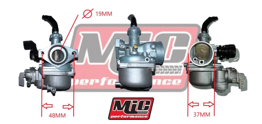 19mm Hand Choke Carburetor with fuel switch for 50cc-110cc ATV, Dirt Bike & Go Kart