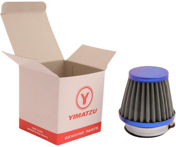 Air Filter – 44mm to 46mm, Conical, Medium Stack (60mm), 2 Stroke, Yimatzu Brand, Blue
